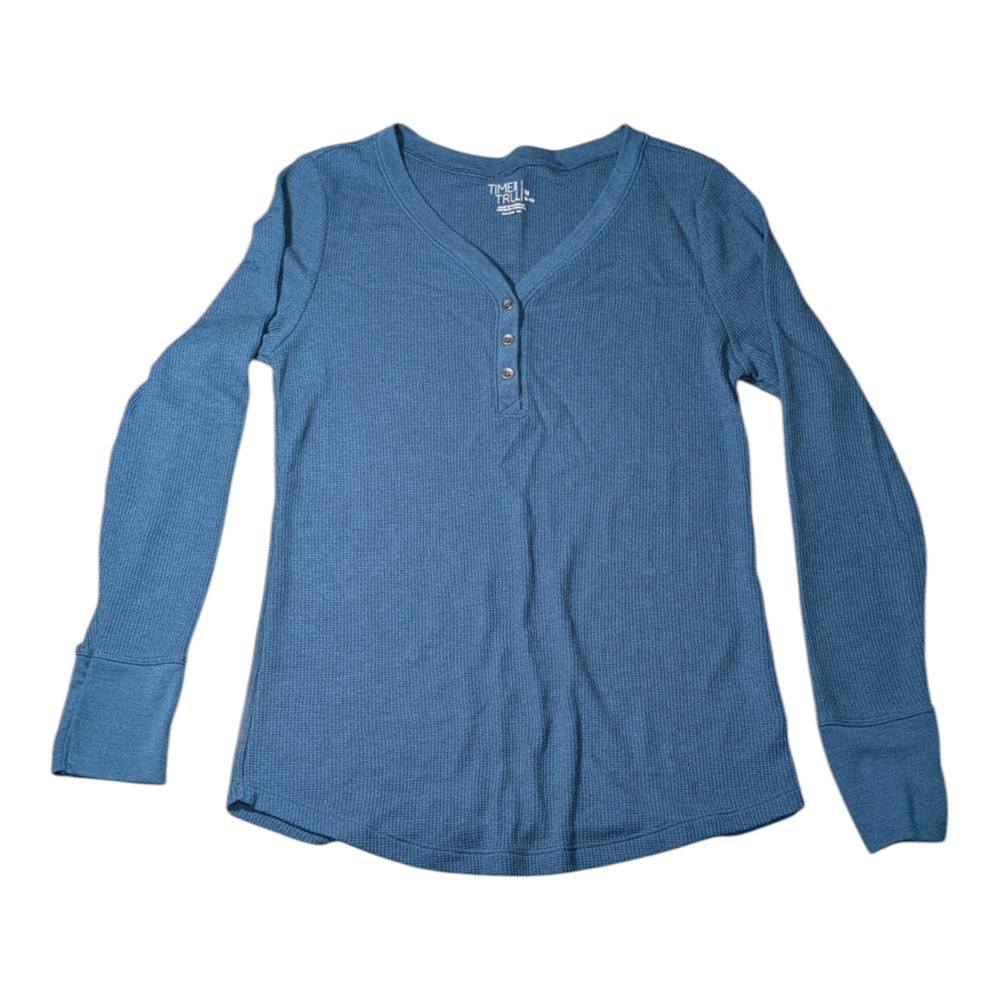 Time And Tru Women's Long Sleeve Size M 8-10 Blue Thermal Style